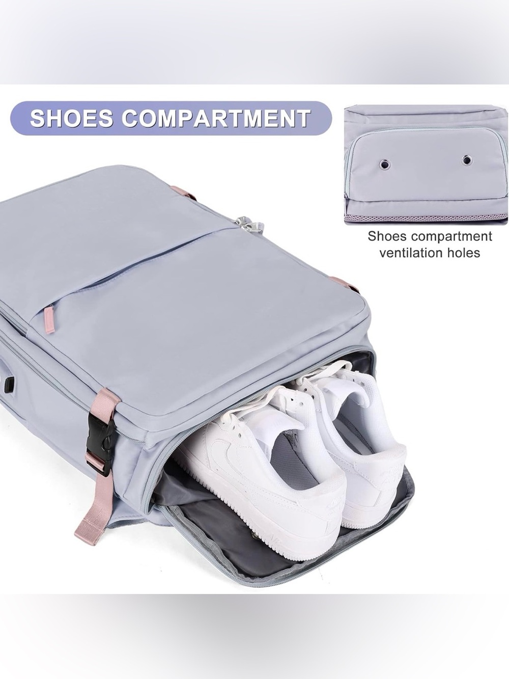 Coofay Travel Airline Approved Carry On Backpack - Lavender/Pink - Picture 6 of 16